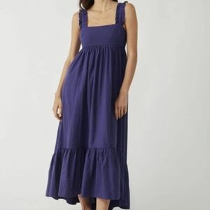Free People Sleeveless Ruffled Strap Maxi Dress in Deep Navy